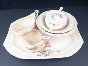 Paramount Ivory Pink Floral 6-Piece Dinnerware Set - 1 Bowl Broken