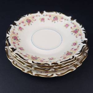 Winterling Bavaria Floral Plate & Saucers - Gold Trim Porcelain Set