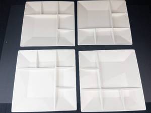 Swissmar Square 4-Section Ceramic Plates - White (4-Pack)