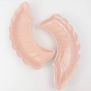 Pink Wing-Shaped Ceramic Dishes - No. 380 - Made in USA