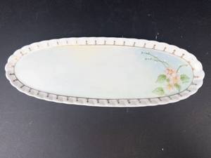 Floral Oval Porcelain Tray - Pink Flower Accent