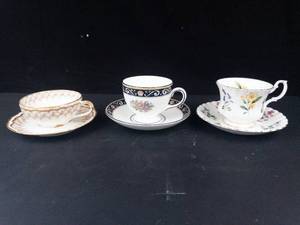 Teacups with Saucers - Assorted Floral Patterns (Set of 3)