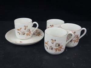 Haviland Limoges Demitasse Cups & Saucer Set - Schleiger 1154 - Vintage (4 Cups, 1 Saucer)