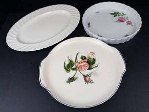 Universal Potteries Ballerina Moss Rose Platter - Christineholm Quiche Plate - Noritake Windsor White