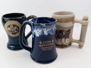 Budweiser Clydesdale Hitch Stein & Minnesota Renaissance Festival Mugs (Lot of 3)