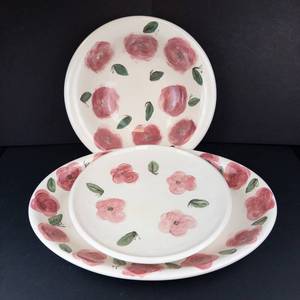 Rose Pattern Ceramic Dinnerware Set - Bowl, Plate & Oval Platter