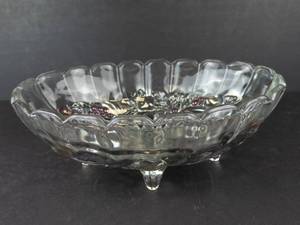 Indiana Glass Harvest Grape Footed Bowl - Garland Purple Carnival Glass Iridescent
