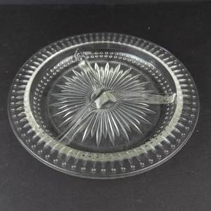 Divided 3-Section Glass Plate - Starburst Center, Dotted Rim