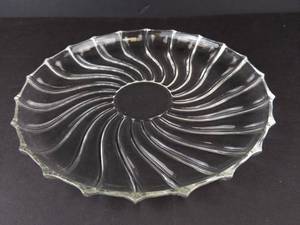 Federal Glass Rhythm Platter - Clear Swirl Round - 9 in Diameter - Vintage 1960s