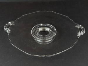 Clear Glass Cake Plate - 9-Inch, Ripple Edge, Center Ring