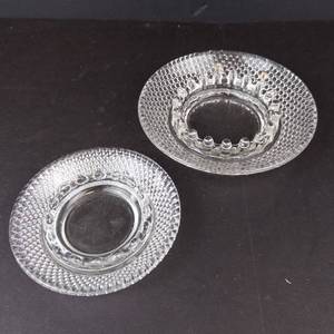 Vintage Clear Glass Ashtrays - Diamond Pattern with Beaded Inner Ring (Lot of 2)