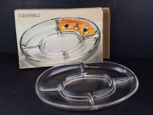 Essentials Vintage Clear Glass 5-Compartment Divided Serving Tray