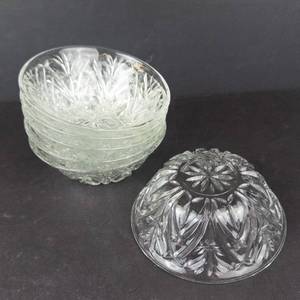 Crystal Glass Dessert Bowls - Set of 6, 5 in Diameter, Starburst Pattern