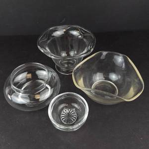 Glass Bowls - 4-Piece Clear Glass Set (Lot of 4)