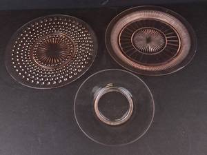 Pink Glass Plates (Lot of 3)
