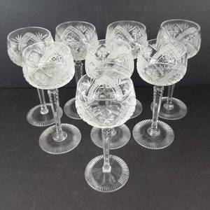 Crystal Cut Glass Champagne Coupe Glasses - 8-Piece Set