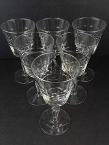 Libbey Rock Sharpe Wayne Pattern Water Goblets - Set of 6 Vintage Crystal