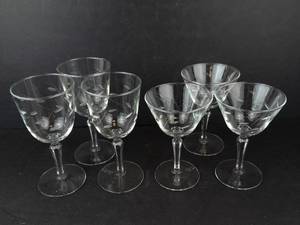 Libbey Windswept Glassware - 3 Cocktail Coupes & 3 Stem Glasses