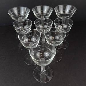 Libbey Leaves & Vines Etched Champagne Coupe Glasses - Set of 9