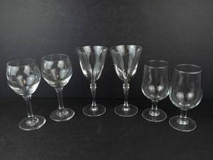 Clear Glass Stemware - 6-Piece Goblet & Wine Glass Set