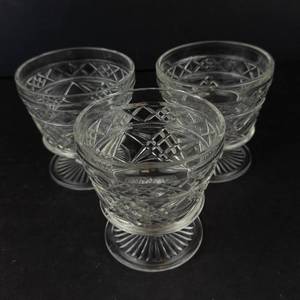 Crystal Cut Glass Footed Goblets - Set of 3