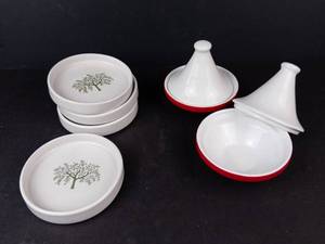 Pier 1 Imports Tree Motif Coaster Set (4) & Red Moroccan Tagine Dishes with Lids (2)