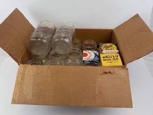 Mason Jars Assorted Sizes with Vintage Kerr Ball Caps & Dome Lids Original Packaging