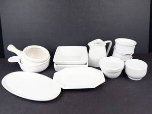 White Ceramic Tableware Pitcher, Bowls, Platters & Pots