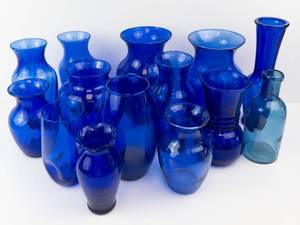 Cobalt Blue Glass Vases (Lot of 14)