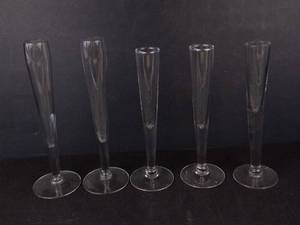 Champagne Flutes - Tall Clear Glass Stemware (Lot of 5)
