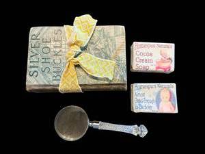 lot 26 image: Three Tied Books - Magnifying Glass & Soap Bars