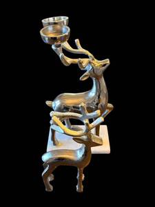 lot 28A image: Metal Reindeer Candle Holder on White Base - 12-13 in Tall