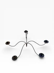 lot 48A image: Five-Arm Candle-Style Chandelier - 12 in W x 28 in H, Dark Bronze