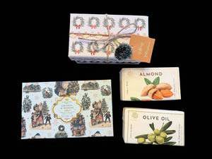 lot 52 image: Soap Gift Set - Olive Oil & Almond Bars in Decorative Holiday Box