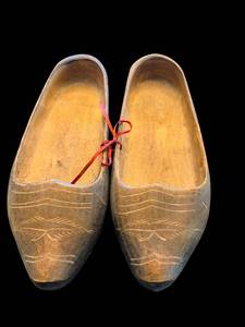 lot 55 image: Wooden Clogs - Carved Floral Pattern (Lot of 2)