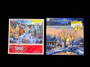 lot 60 image: Thomas Kinkade 1000-Piece Puzzle - Winter Village Scene