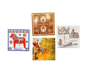 lot 66 image: Dalahsten Ceramic Tiles (Lot of 4) - Dala Horse Swedish Folk Art Decor