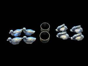 lot 68 image: Metal Duck & Rabbit Napkin Rings and Two Round Napkin Rings