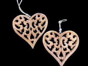 lot 70 image: Wooden Heart Filigree Pendants (Lot of 2)