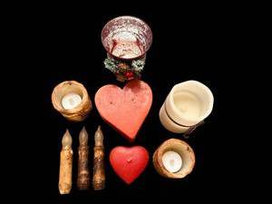 lot 193 image: Decorative Candle Set - Heart Candles, Tapers, Jar Candle & Holders (Lot of 11)