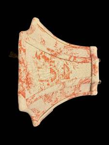 lot 194 image: Vintage Pink Toile Lampshade - Fabric Shade with Brass Hardware