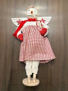 lot 225 image: Backporch Friends Snowman Angel Figure - 14 in Tall - Made in Nebraska