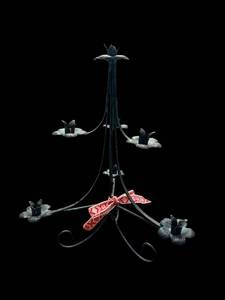 lot 226 image: Wrought Iron Flower Candelabra - 12 in Tall, Five Arms