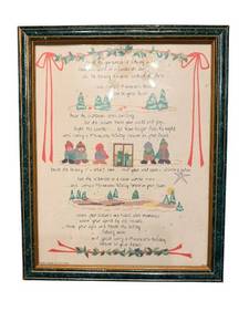 lot 243 image: Framed Christmas Verse Print - 12 12 x 15 12 in, Green Frame with Gold Trim