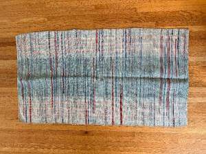 lot 262 image: Braided Rug 54 x 28 - Bluish-Gray with Red Stripes