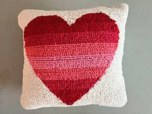 lot 280 image: Heart Pattern Throw Pillow 13x13 - Cream With PinkRed Heart