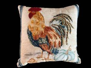 lot 283 image: Harvest Moon Rooster Throw Pillow 11x11