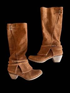 lot 295 image: Brown Suede Knee-High Western Boots - Size 7 - Womens