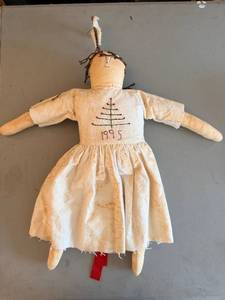 lot 299 image: Handmade Rag Doll with Embroidered Tree Motif - 1995
