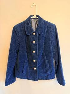 lot 310 image: Corduroy Jacket - Navy Blue, Five Brass Front Buttons, 100% Cotton Exterior